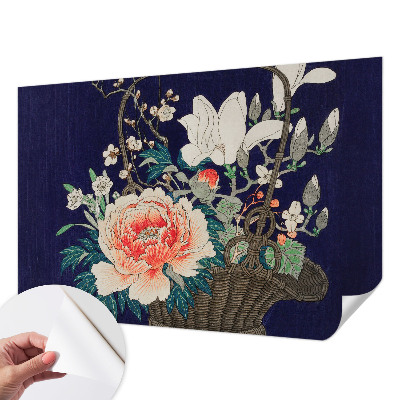 Papel de parede 3D com estampa de cesta de flores