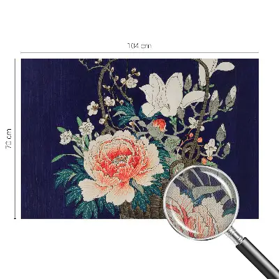 Papel de parede 3D com estampa de cesta de flores