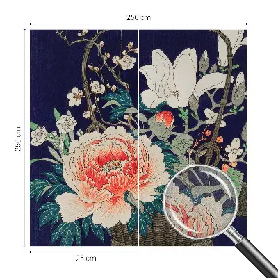 Papel de parede 3D com estampa de cesta de flores