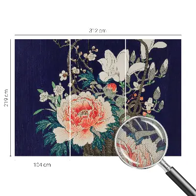 Papel de parede 3D com estampa de cesta de flores