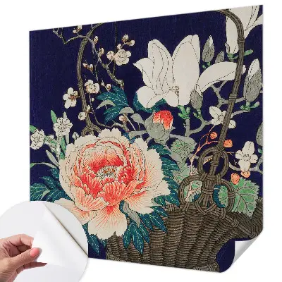 Papel de parede 3D com estampa de cesta de flores
