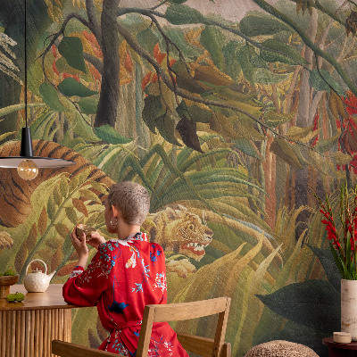 Papel de parede autocolante para sala Tigre exótico