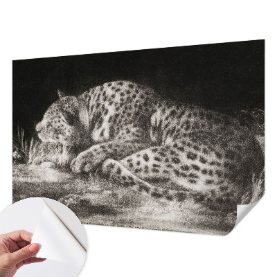Papel de parede autocolante para quarto com estampa de leopardo descansando
