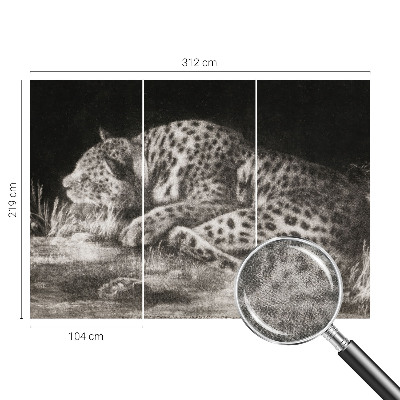 Papel de parede autocolante para quarto com estampa de leopardo descansando