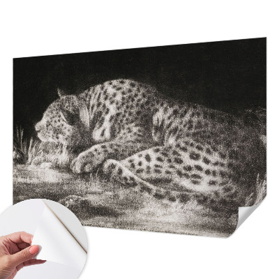Papel de parede autocolante para quarto com estampa de leopardo descansando