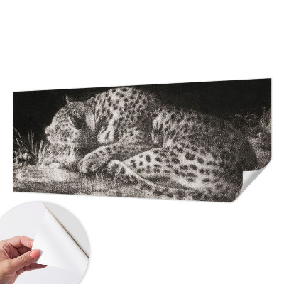 Papel de parede autocolante para quarto com estampa de leopardo descansando