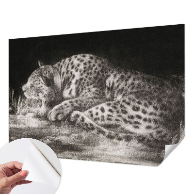 Papel de parede autocolante para quarto com estampa de leopardo descansando