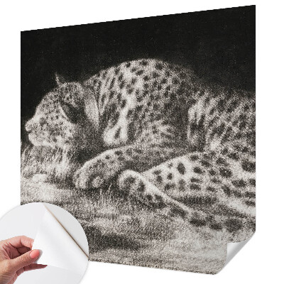 Papel de parede autocolante para quarto com estampa de leopardo descansando