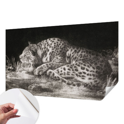 Papel de parede autocolante para quarto com estampa de leopardo descansando