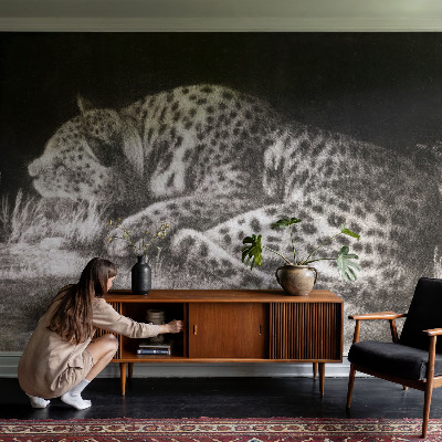Papel de parede autocolante para quarto Leopardo descansando