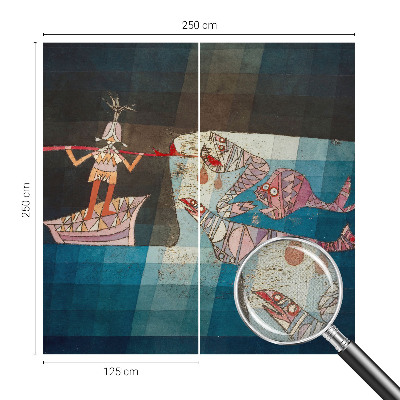 Autocolante de parede fotográfico com imagem de pescador a caçar