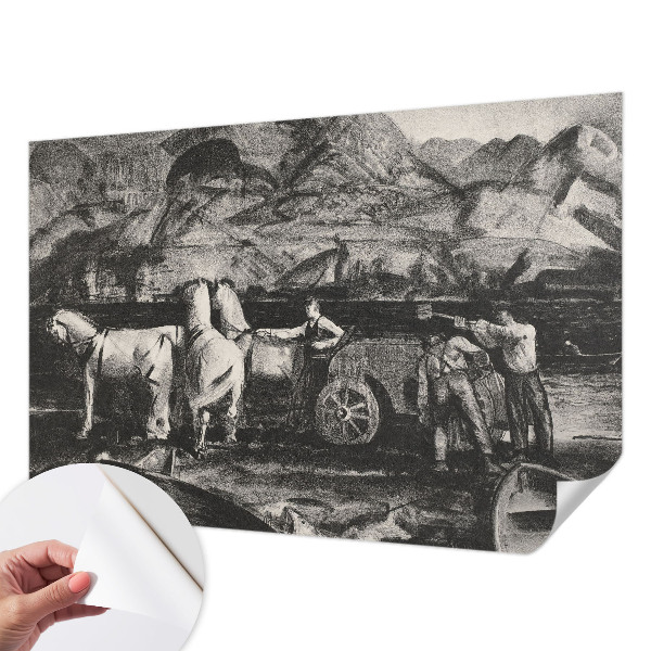 Papel de parede autocolante com estampa de cena de aldeia