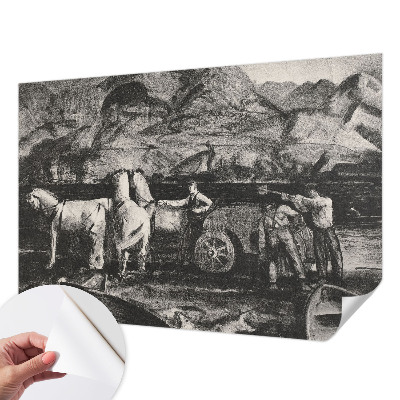 Papel de parede autocolante com estampa de cena de aldeia