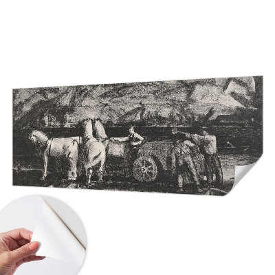 Papel de parede autocolante com estampa de cena de aldeia