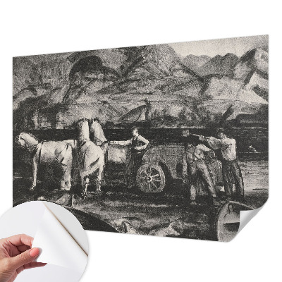 Papel de parede autocolante com estampa de cena de aldeia