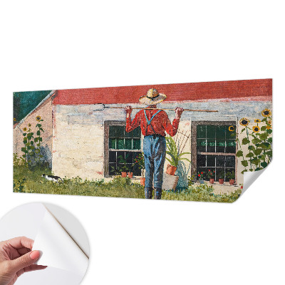 Papel de parede autocolante para quarto com estampa de cena de aldeia