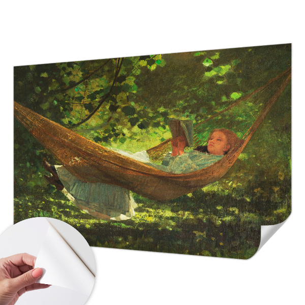 Autocolante de parede fotográfico com imagem de uma pessoa relaxando em uma rede