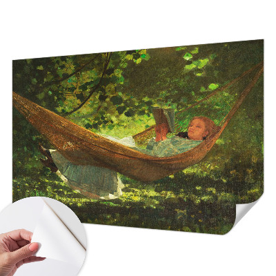 Autocolante de parede fotográfico com imagem de uma pessoa relaxando em uma rede