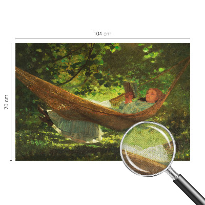 Autocolante de parede fotográfico com imagem de uma pessoa relaxando em uma rede