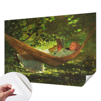 Autocolante de parede fotográfico com imagem de uma pessoa relaxando em uma rede