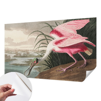 Papel de parede 3D com estampa de ave exótica