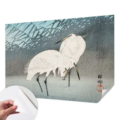 Papel de parede autocolante para sala com estampa de pássaros delicados
