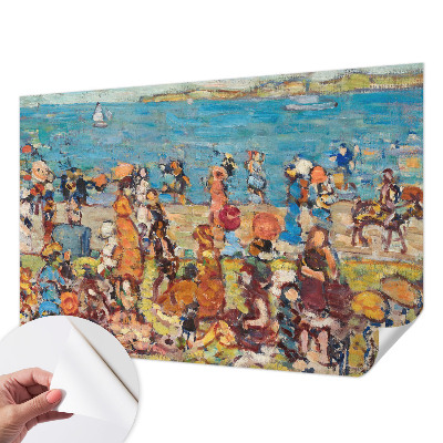 Papel de parede autocolante para quarto com estampa de cena de praia