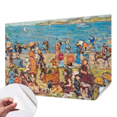 Papel de parede autocolante para quarto com estampa de cena de praia
