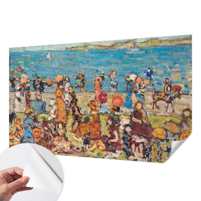 Papel de parede autocolante para quarto com estampa de cena de praia