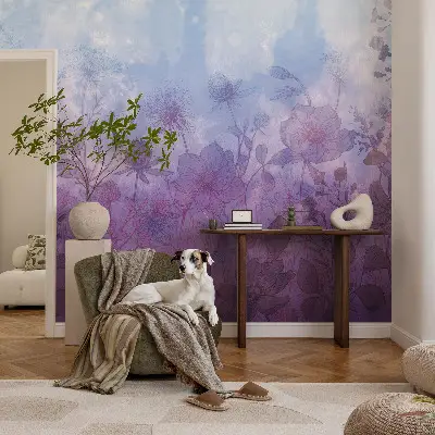 Papel de parede para criança com padrão de flores em tons pastel