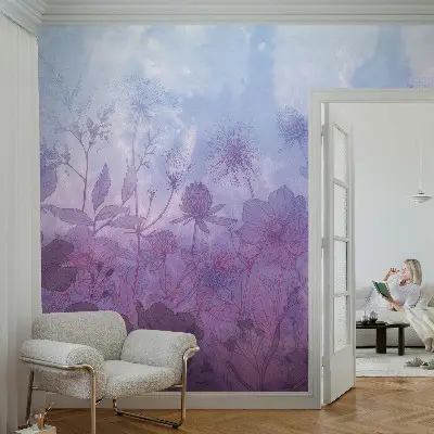 Papel de parede para criança com padrão de flores em tons pastel