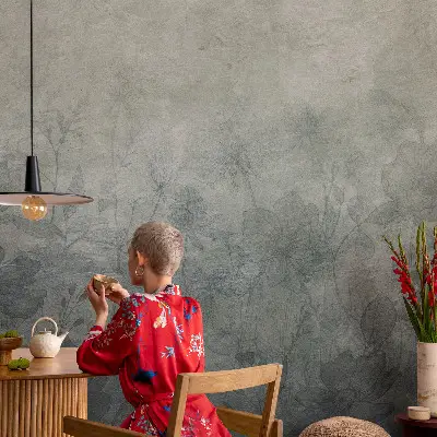 Papel de parede autocolante para sala com padrão de elegância vegetal
