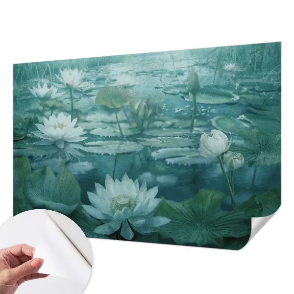 Papel de parede infantil com padrão de flores aquáticas