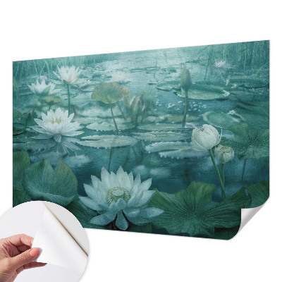 Papel de parede infantil com padrão de flores aquáticas