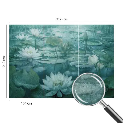 Papel de parede infantil com padrão de flores aquáticas