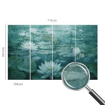 Papel de parede infantil com padrão de flores aquáticas