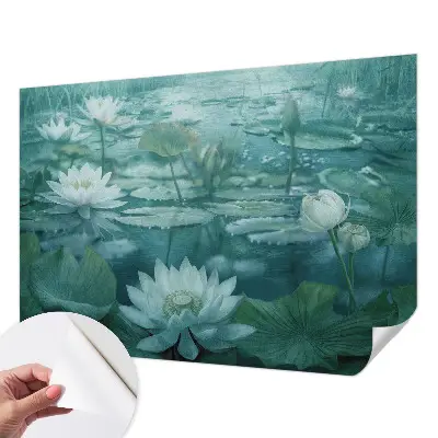 Papel de parede infantil com padrão de flores aquáticas