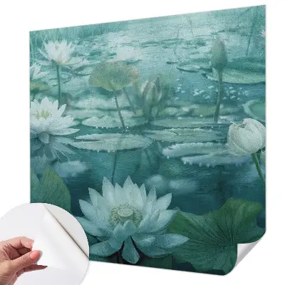 Papel de parede infantil com padrão de flores aquáticas