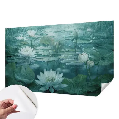 Papel de parede infantil com padrão de flores aquáticas