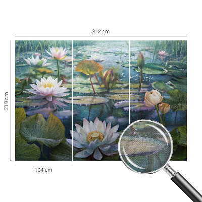 Papel de parede autocolante para quarto com estampa de flores do lago