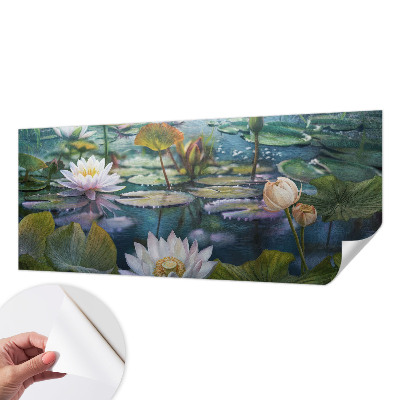 Papel de parede autocolante para quarto com estampa de flores do lago