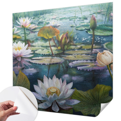 Papel de parede autocolante para quarto com estampa de flores do lago