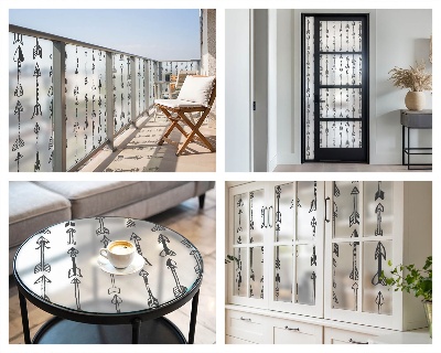 Vinil para vidro privacidade padrão vitral setas geométricas