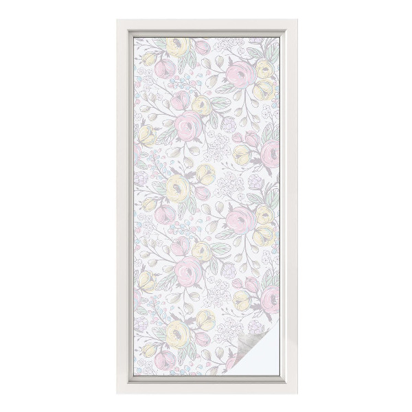 Película de vidro vitral autocolante Estampa floral
