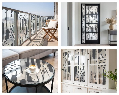 Película decorativa para janela privacidade Listras e bolinhas