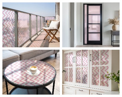 Película de vidro vitral autocolante ziguezagues rosa