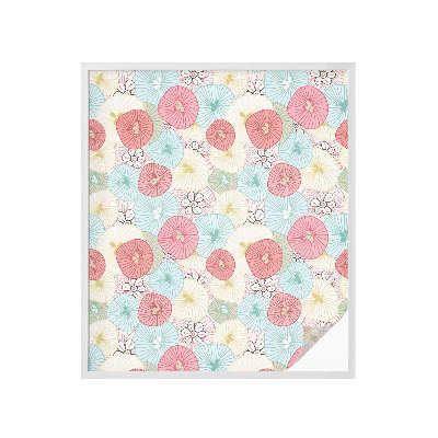 Vinil para vidro privacidade padrão vitral Flores em tons pastel