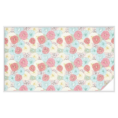 Vinil para vidro privacidade padrão vitral Flores em tons pastel