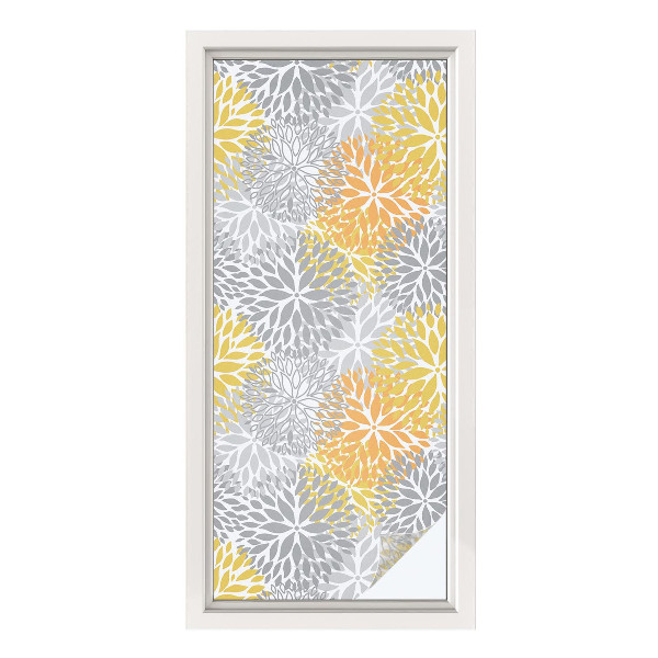 Película de vidro vitral autocolante Flores coloridas