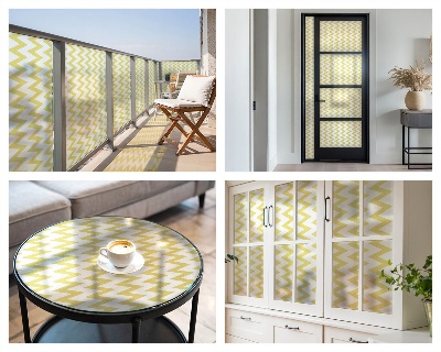 Película decorativa para janela privacidade ziguezagues amarelos